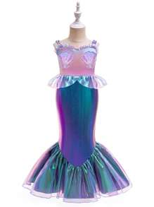 Mermaid Young Girl Swimsuit For Girls - Suspender Mermaid Tail, Princess Dress Design