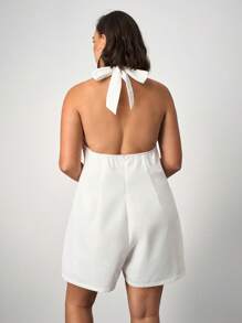 SHEIN Tall CURVE Tuta intera monocolore con scollo a canottiera e schiena scoperta, stile casual e comodo per l'estate, taglie comode