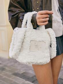 SHECARRY Street Style Sheepskin Handbag, Suitable For Commuting And Travel - Beige - View 1