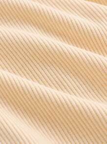 SHEIN Teen Girl Y2K Style Zipper Plain Apricot Thumb Hole Ribbed Slim Fit Stand Collar Jacket - Apricot - View 3