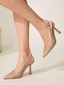 CUCCOO CHICEST Giày cao gót mũi nhọn thêu ren thanh lịch lãng mạn màu mơ cho nữ, thích hợp cho trang phục, đám cưới, tiệc tùng, hẹn hò trà chiều, sự kiện thời trang - Rỉ Nâu - Xem 3