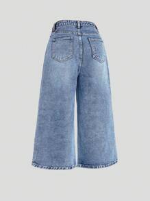SHEIN Pantalones vaqueros holgados de tiro bajo para adolescentes, pantalones de longitud hasta la pantorrilla, jeans holgados vintage, pantalones cortos amplios y oversize de estilo callejero Y2K, pantalones de mezclilla de moda, pantalones para el verano