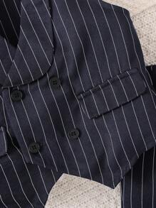 2pcs/Set Young Boys Comfortable, Versatile, Fashionable, Cute Gentleman's College Style Vest And Shorts Two Pieces Set, Suitable For Spring And Summer Seasons, Suitable For Daily Life, Suitable For Sports, Suitable For Campus, Suitable For Gatherings, Suitable For Festivals, Suitable For Performances, Suitable For Photography, Suitable For Returning To School Season - Navy Blue - View 8