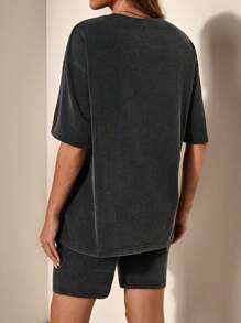 SHEIN 孕妇两件套套装 - 深灰色 - 查看 2