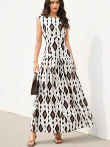 Aveloria Modichic Elegant Lady-Like Sleeveless Ruched Waist Low-Waist Flounce Hem Design Dress, Suitable For Commuting - Multicolor - View 3