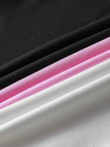 Muchica EZwear 3 Pieces Set Casual Simple Cocktail Martini Glass Seaside Vacation Coconut Tree Hibiscus Flower Slogan Spring Break Pattern Round Neck Short Sleeve Tight Short T-Shirt Women's Summer - Multicolor - View 7