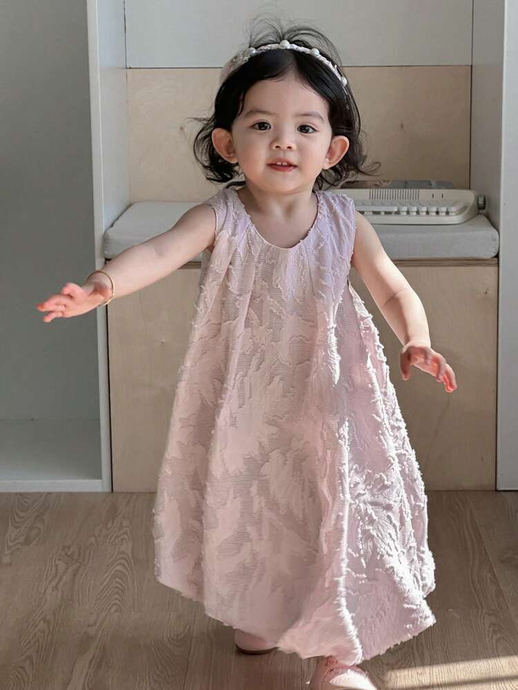 Baby Girls' Round Neck Elegant Party Balloon Sleeveless Dress Toddler Girls Clothes