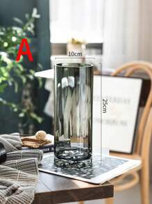 1pc Elegant Wooden Base Glass Vase - Creative Transparent Hydroponics Flower Pot For Fresh And Dried Flowers - Luxury Decorative Centerpiece, Suitable For Dining Tables - Multicolor - View 2