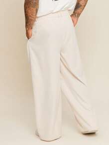 EASEVO Plus Size Men's Casual Loose Printed Woven Long Pants