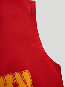 SHEIN Conjunto informal de niño preadolescente con sudadera con capucha, chaleco y pantalones cortos con estampado de letras, adecuado para deportes, reuniones, escuela y compras