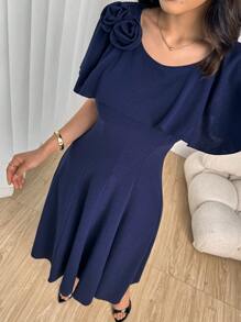 Modelyn Women's Elegant Ruched A-Line Gown With Shawl Collar, Suitable For Wedding Parties