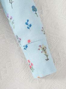 Infant Girls' Floral Collection Ribbed Digital Print Long Sleeve Footless Jumpsuit With Reversible Foot Cuffs - Multicolor - View 5