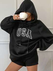 DAZY Áo nỉ nỉ dáng rộng, thoải mái, mới về mùa thu dành cho nữ, mùa đông - màu đen - Xem 3