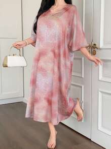 DAZY Vestido de mujer de longitud media con cuello en V y estampado floral, de moda para el verano, vestidos casuales de mujer