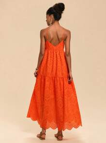 Travachic Vestido largo con bordado y anudar al frente para vacaciones de mujer, atuendo para el Día de la Madre, vestidos de verano para mujer, vestido de verano, vestidos de verano para mujer, vestido largo