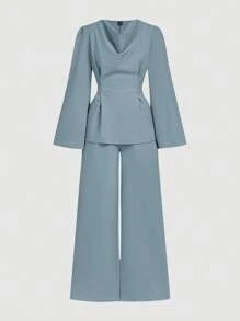 Firerie 女士日常两件套服装 - 霧霾藍 - 查看 6