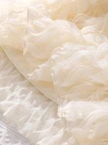 Tween Girls Solid Sleeveless Stand Collar 3D Ruffle Elegant Summer Dress - Apricot - View 8