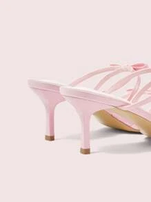 CUCCOO DOLLMOD Women Black PU Slide Sandals With Strap & Square Toe, Low Heels - Pink - View 8