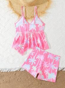 青少年花卉印花两件套泳衣