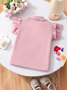 泡泡袖蝴蝶结百褶衬衫，甜美日韩风，适合少女通勤/上学，夏季 - 粉色 - 查看 2