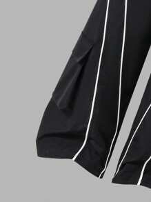 男童拉链宽松工装长裤 - 黑色 - 查看 4