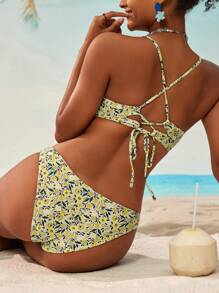 Swim Mod Bikini Set, Strapless Swimwear With Triangle Bottoms, Fashionable For Summer - Multicolor - View 2