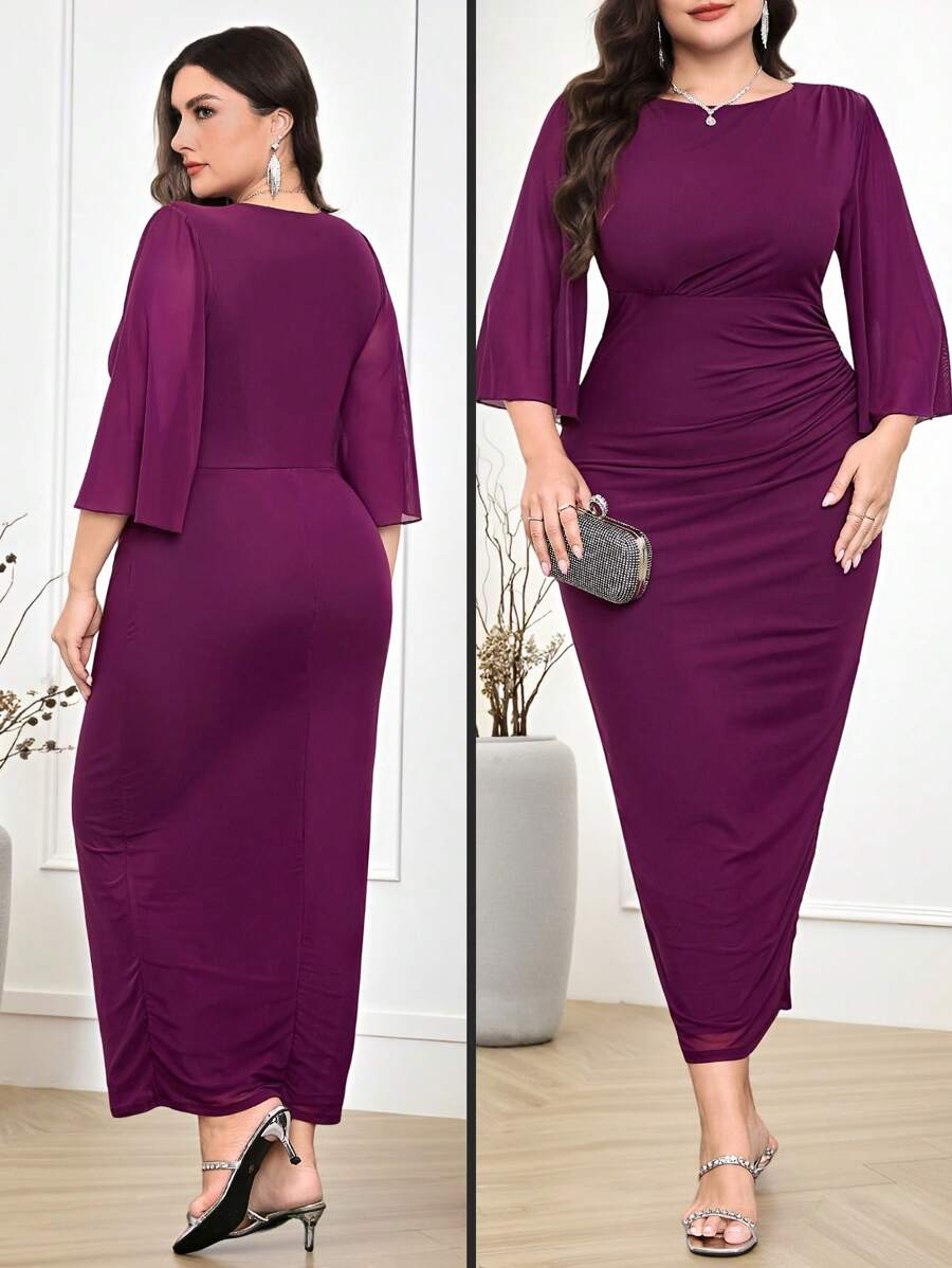 Modelyn Plus Size Solid Color Casual Dress, Stylish And Suitable For Summer - Purple - View 1