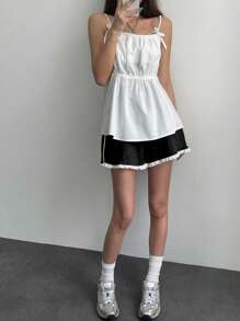 DAZY Quần short ren rộng rãi cho nữ - màu đen - Xem 4