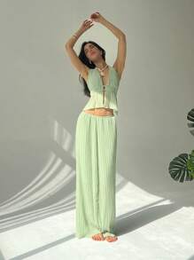 Aloruh Women Two Pieces Outfits For Daily Wear - Green - View 5