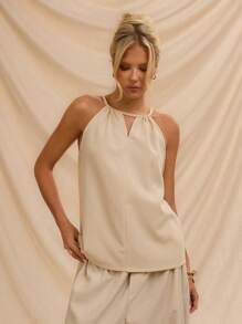 SHEIN Forever 21 Summer Women Prom/Formal/Beach/Vacation/Cute/Western Wear/Business Casual/Elegant/Birthday/Going Out/Club/Office/Festival/Rave/Work/Classy/Country Concert/Brunch/Cruise/Old Money/Airport/Modest/Church/Fairycore/Tea Party/Y2k/Streetwear/2000s/Disco/Spring Break/Graduation/Wedding Guest/Cocktail/Vintage/Bodycon/Resort/Fitted/Tank Top - Khaki - View 5
