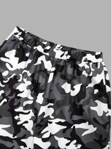 SHEIN Explorewe 2pcs/Set Teen GirlCasual Letter Printed Round Neck T-Shirt And Camouflage Long Pants - Multicolor - View 4