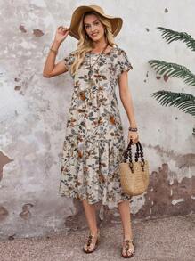 EMERY ROSE Women Floral Allover Print Mid-Length Casual Summer Vacation Dress - Multicolor - View 6