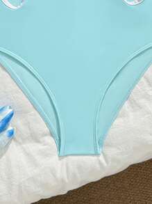 Wildeya Traje de baño de protección solar de manga larga con cremallera de un solo color, elegante para el verano, para adolescentes
