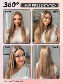 ALL READY WIG 6x4 Wear&Go 无胶假发 4/27/613 棕色混合浅金色渐变直发真人发假发 预剪无胶假发 女士度假装扮 旅行节舞会户外角色扮演校园学校海滩婚礼露营度假装扮 夏季装扮 度假氛围魅力优雅休闲 Y2k 时尚风格 Ss25 关键词 - S4/27/613 - 查看 4