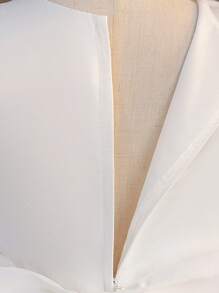 SHEIN Girl's (Small) 3D Applique Mesh Flounce Design Backside Bowknot Draped Elegant And Luxurious Banquet Dress, Suitable For Birthday Party, Runway, Wedding Ceremony - White - View 5