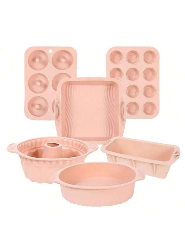6件套硅胶烘焙用品，不粘硅胶烤盘，蛋糕模具，烤盘，甜甜圈盘，松饼盘，蛋糕盘