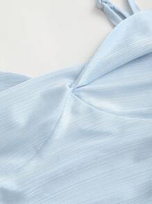 Sweetra Women's Summer Knit Camisole Dress With Twist Front And Double Layer Ruffle Hem, Long - Blue - View 4