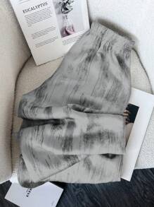 GlowEve Ink Painting Icy Satin Loose Pants Fall Cloth For Women - Grey - View 2