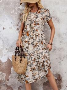 EMERY ROSE Women Floral Allover Print Mid-Length Casual Summer Vacation Dress - Multicolor - View 3