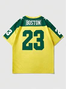 ROMWE MEN Prep 男士街头嘻哈美国城市名称标志复古印花短袖 T 恤，适合春夏季日常穿着 - 彩色 - 查看 2