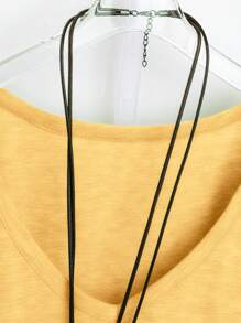 EMERY ROSE 大码女式V领短袖休闲宽松T恤 - 黃色 - 查看 5