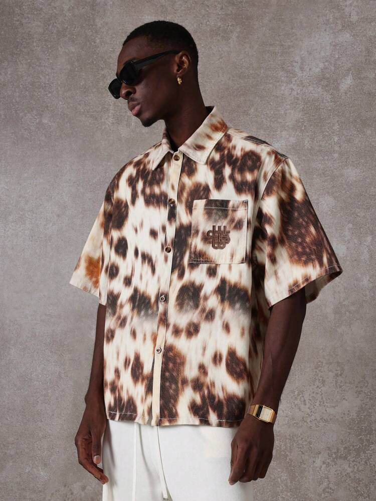 Chemise en jean oversize à imprimé animal