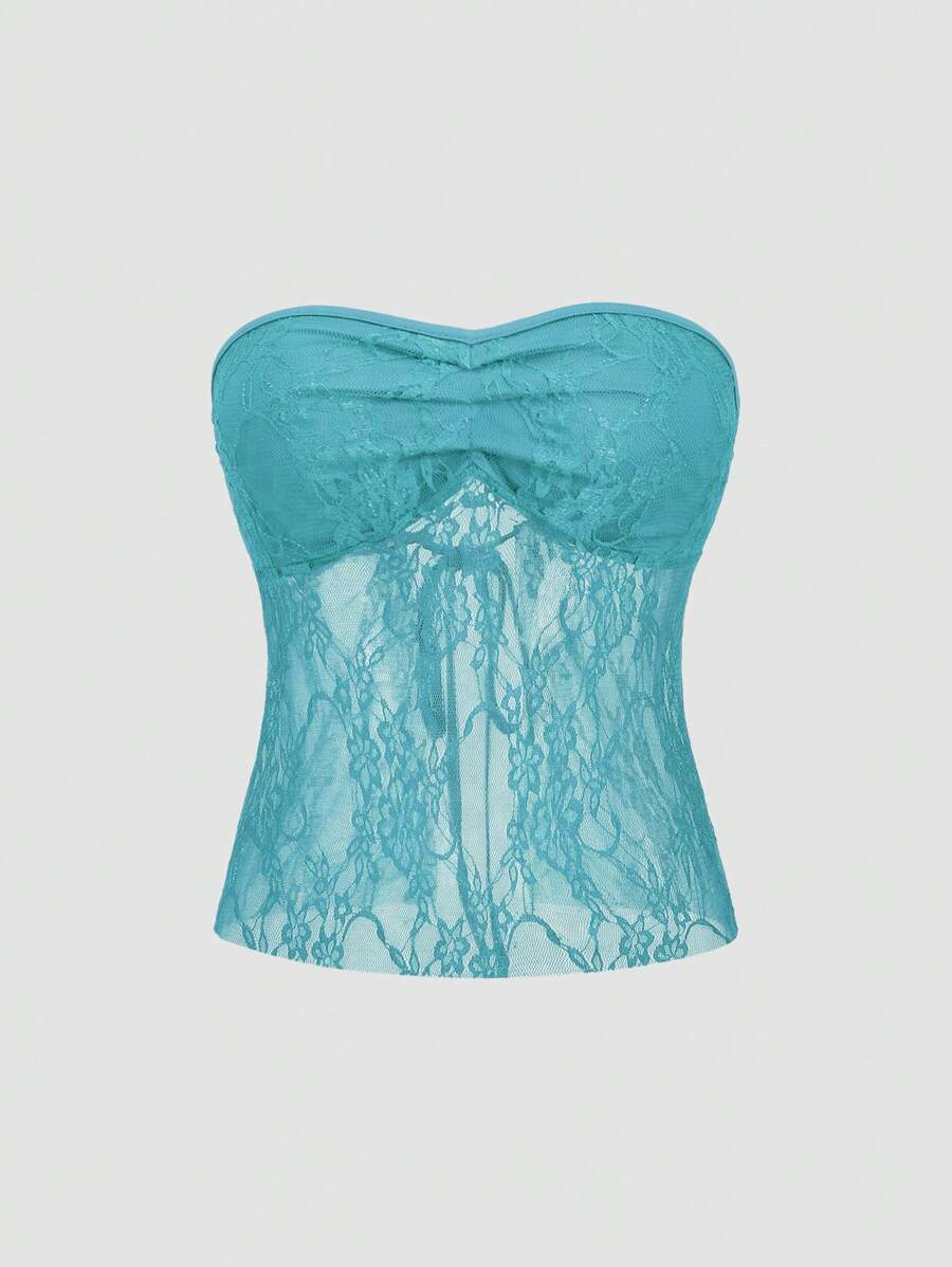 EgrlEra 女式无肩带蕾丝上衣 Y2K