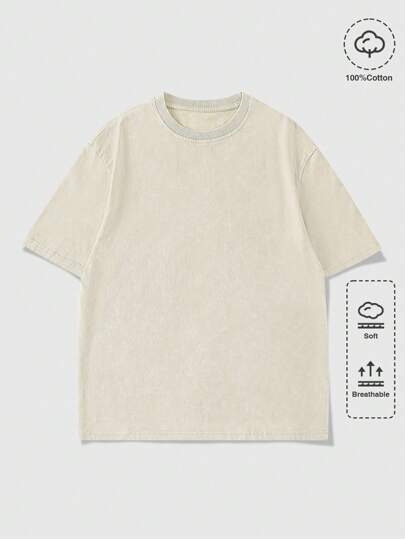 Street Life Camiseta de manga corta casual y versátil de unicolor para hombre, de verano