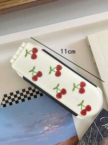 ROMWE Kawaii 1 chiếc lược chải tóc gấp in hình Cherry Smile Back To School có gương, dụng cụ tạo kiểu đa năng di động - Nhiều màu - Xem 3