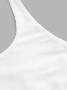 SHEIN EZwear 女士休闲性感低胸褶饰露背吊带背心，20% 棉，蝴蝶结装饰 - 白色 - 查看 7
