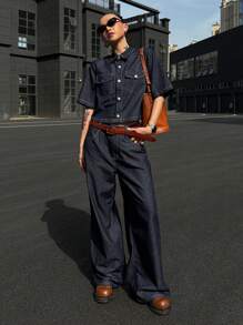 DAZY Women Denim Two Pieces Outfits - Blue - View 3