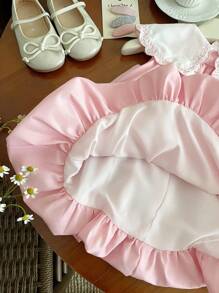 Cute Pink Peter Pan Collar Embroidered Sleeveless Dress For Toddler Girls, Summer - Pink - View 9