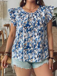 SHEIN VCAY Plus Size Short Sleeve Round Neck Fashionable Summer Shirt - Multicolor - View 4