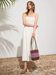 SHECARRY Women Straw Woven Bucket Handbag, Shoulder Bag In Rose Red - Multicolor - View 7